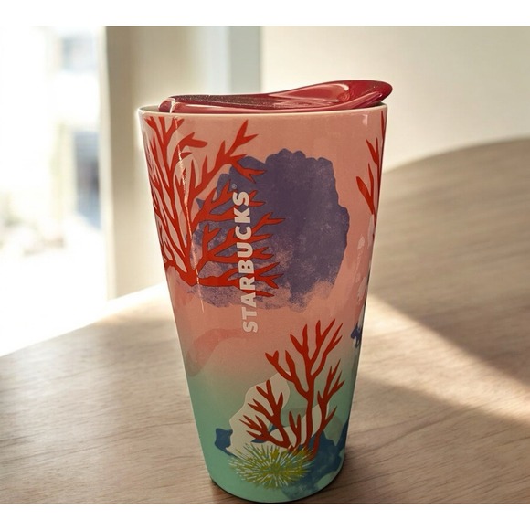 Starbucks Summer 2021 Coral Reef Hawaii Collection Ceramic Tumbler Mug Cup 12oz - Picture 1 of 10